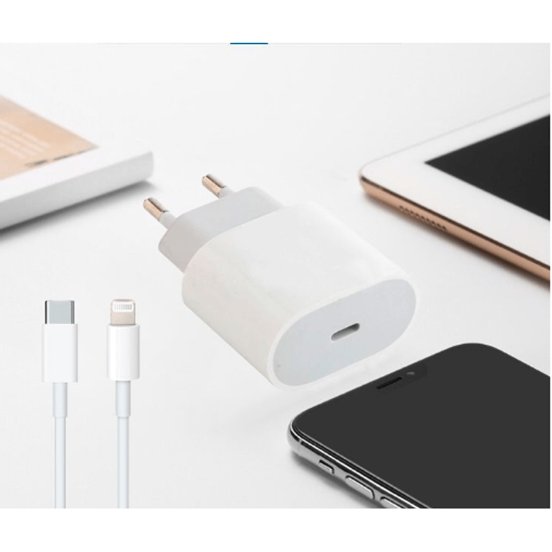 Laptop, Telefoane si Tablete - Telefoane mobile si accesorii - Accesorii Telefoane - Incarcatoare telefoane - Incarcator Fast Charge 20W si Cablu de Date Fast Charge 1M USB-C Lightning, Compatibil cu Apple iPhone 14 / 14 - Infinity.ro