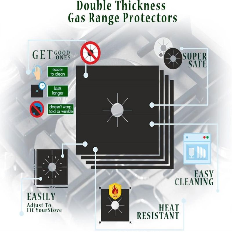 Electronice si Electrocasnice - Aragazuri, cuptoare si hote - Accesorii aragazuri, cuptoare si hote - Accesorii aragazuri - Set 8 folii de protectie pentru aragaz, 27x27 cm, Negru - Infinity.ro