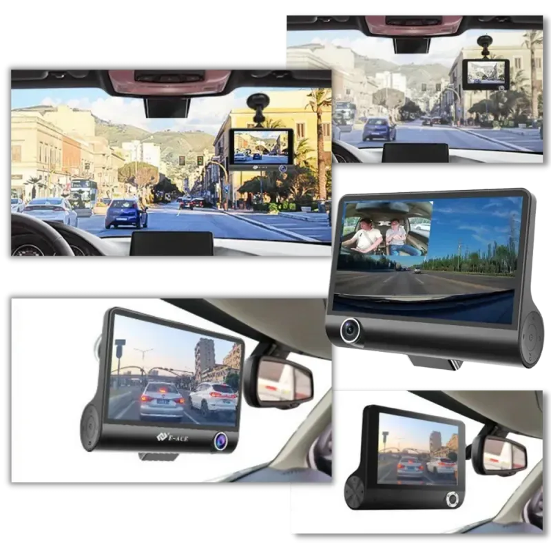 Auto si Moto - Electronice auto - Camere auto si DVR - Camera de Bord Auto DVR Full HD cu 3 Obiective: Fata, Spate si Interior pentru Supraveghere Completa - Infinity.ro