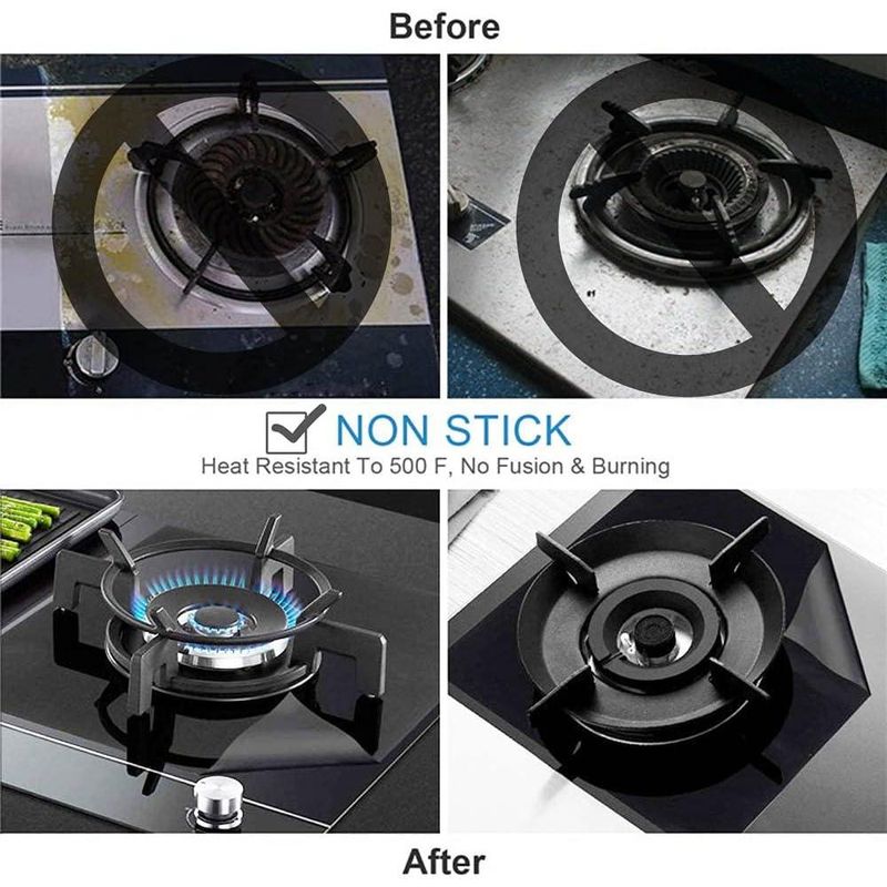 Electronice si Electrocasnice - Aragazuri, cuptoare si hote - Accesorii aragazuri, cuptoare si hote - Accesorii aragazuri - Set 4 x Folie de Protectie Reutilizabila, Compatibilitate Universala, pentru Plita si Aragaz, 27cm, Negru, - Infinity.ro