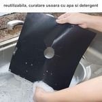 Electronice si Electrocasnice - Aragazuri, cuptoare si hote - Accesorii aragazuri, cuptoare si hote - Accesorii aragazuri - Set 4 Folii de Protectie, reutilizabile, pentru Plita si Aragazul pe gaz, 27 x 27 cm, negru - Infinity.ro