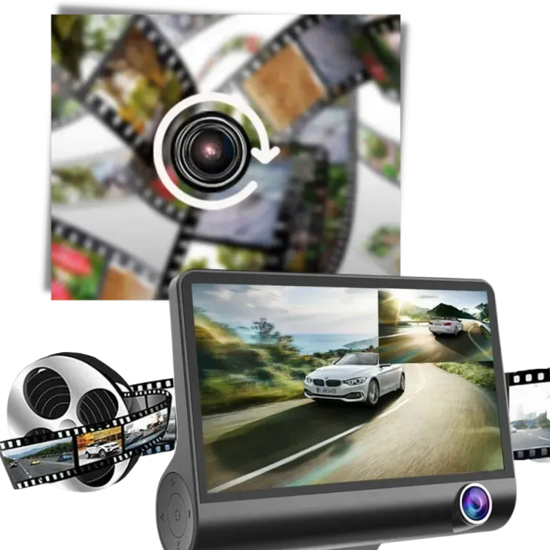 Auto si Moto - Electronice auto - Camere auto si DVR - Camera de Bord Auto DVR Full HD cu 3 Obiective: Fata, Spate si Interior pentru Supraveghere Completa - Infinity.ro