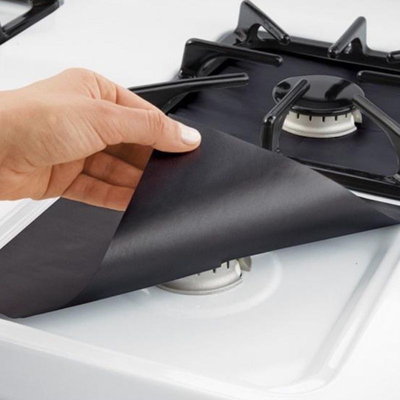 Electronice si Electrocasnice - Aragazuri, cuptoare si hote - Accesorii aragazuri, cuptoare si hote - Accesorii aragazuri - Set 4 folii de protectie reutilizabile pentru plita sau aragaz, Teflon, non-toxic, lavabil, - Infinity.ro