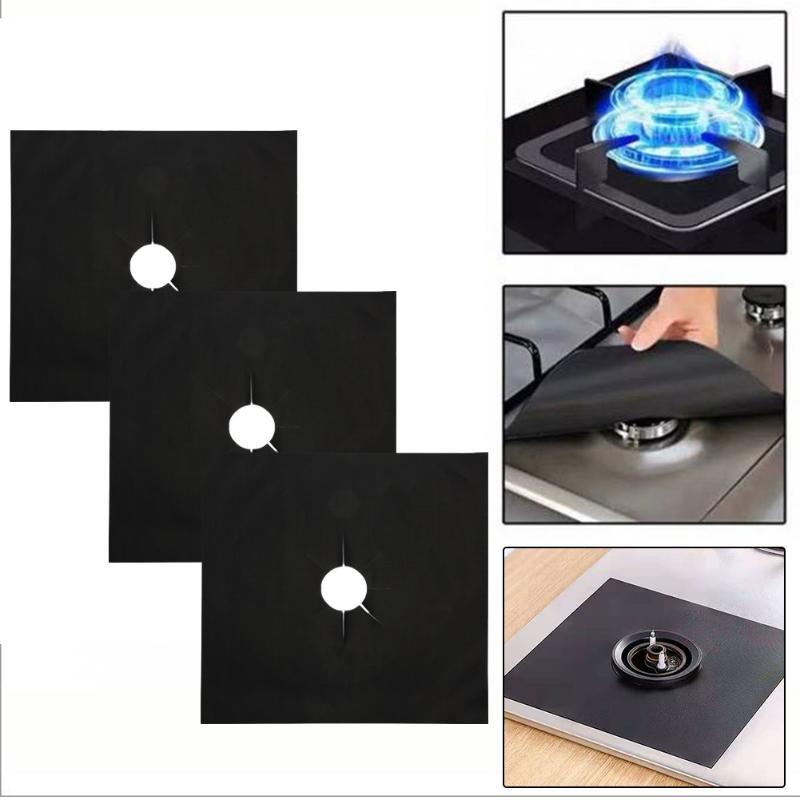 Electronice si Electrocasnice - Aragazuri, cuptoare si hote - Accesorii aragazuri, cuptoare si hote - Accesorii aragazuri - Set 4 x Folie de Protectie Reutilizabila, Compatibilitate Universala, pentru Plita si Aragaz, 27cm, Negru, - Infinity.ro