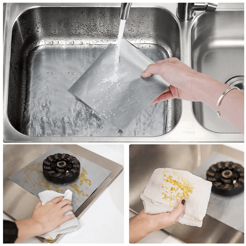 Electronice si Electrocasnice - Aragazuri, cuptoare si hote - Accesorii aragazuri, cuptoare si hote - Accesorii aragazuri - Set Folii de Protectie din Teflon - pentru Plita si Aragaz , Reutilizabile, Gri, 4 Bucati - Infinity.ro