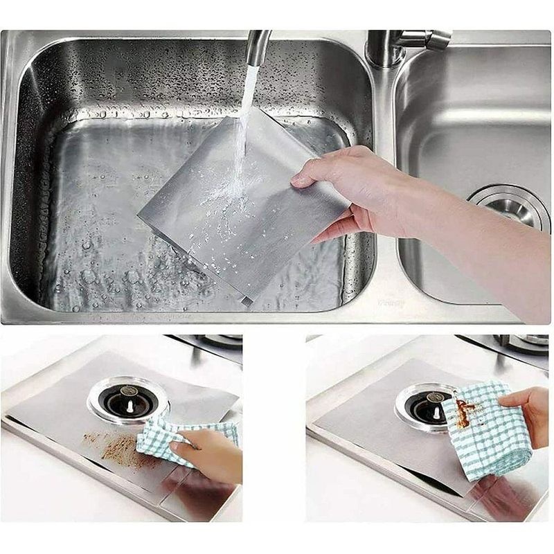 Electronice si Electrocasnice - Aragazuri, cuptoare si hote - Accesorii aragazuri, cuptoare si hote - Accesorii aragazuri - Set 4 Folii de Protectie, reutilizabile, pentru Plita si Aragazul pe gaz, 27 x 27 cm, argintiu - Infinity.ro