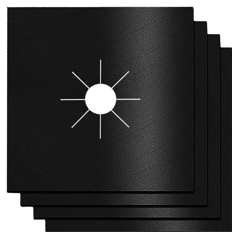 Electronice si Electrocasnice - Aragazuri, cuptoare si hote - Accesorii aragazuri, cuptoare si hote - Accesorii aragazuri - Set 4 folii protectie aragaz, PARAFASA, Fibra de sticla/PTFE, Termorezistent, 27x27 cm, Negru - Infinity.ro