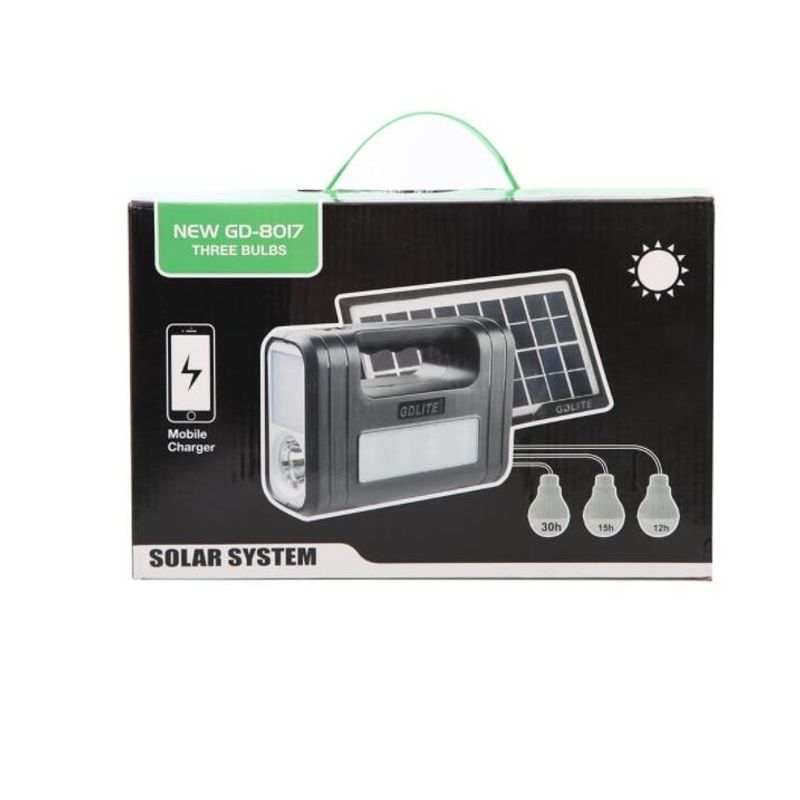 Casa si Gradina - Electrice - Panouri solare si accesorii - Sisteme panouri solare - Kit solar GD-Lite 8017 dotat cu dispozitive USB cu 3 becuri LED si acumulator - Infinity.ro