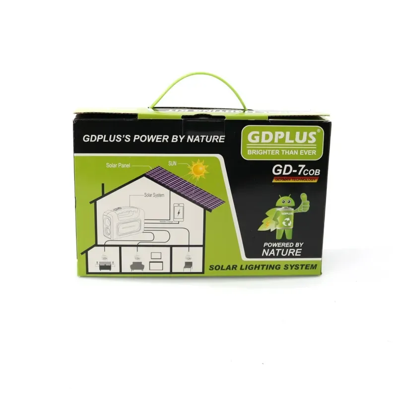 Casa si Gradina - Electrice - Panouri solare si accesorii - Sisteme panouri solare - Sistem de iluminat solar GDPLUS, 3 becuri LED, unitate principala/baterie cu lanterna, USB, cablu de incarcare - Infinity.ro