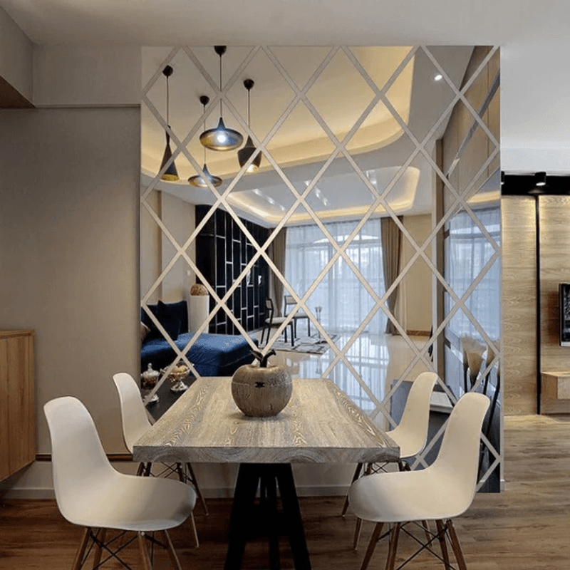 Casa si Gradina - Decoratiuni - Oglinzi - Set 58 Oglinzi Acrilice 100X100 cm Diamant Romb Sticker Auto-adeziv Decorativ Pentru Baie Living Si Bucatarie - Infinity.ro