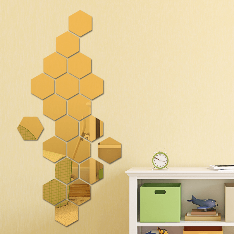 Casa si Gradina - Decoratiuni - Oglinzi - Set Oglinzi Design Hexagon - Oglinzi Decorative Acrilice GOLD MyStyle Luxury Home 10 bucati/set 12-14 cm - Infinity.ro