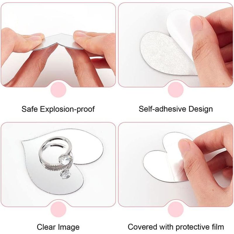 Casa si Gradina - Decoratiuni - Oglinzi - Set 100 Oglinzi Acrilice Autoadezive, Model INIMA, 4x4 cm, Silver - Ideale pentru decorarea peretilor, - Infinity.ro