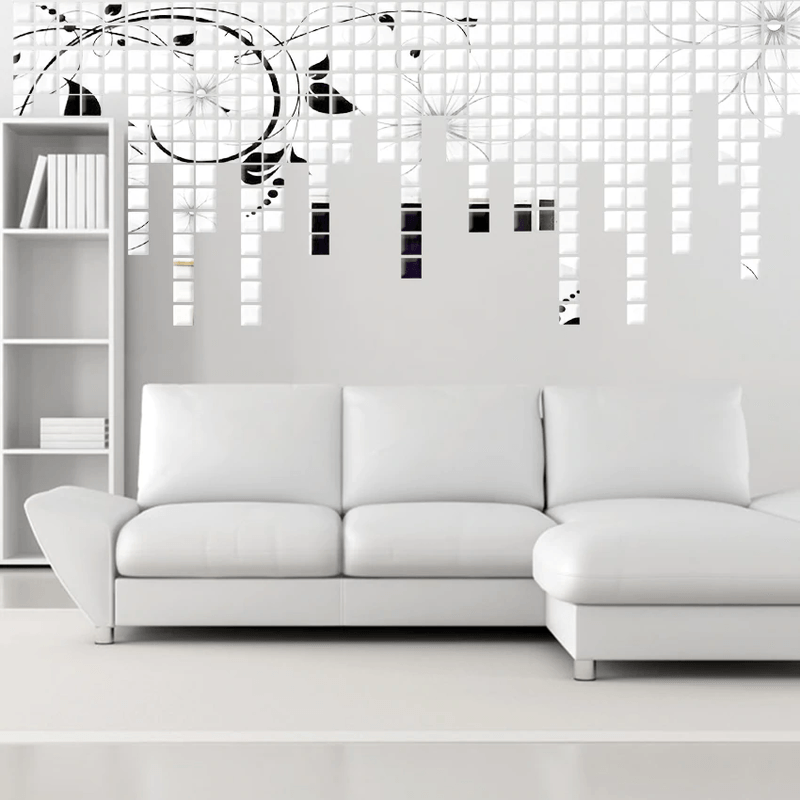 Casa si Gradina - Decoratiuni - Oglinzi - Set Oglinzi Design Patrat - Oglinzi Decorative Acrilice Silver MyStyle Luxury Home 100 bucati/set - Infinity.ro