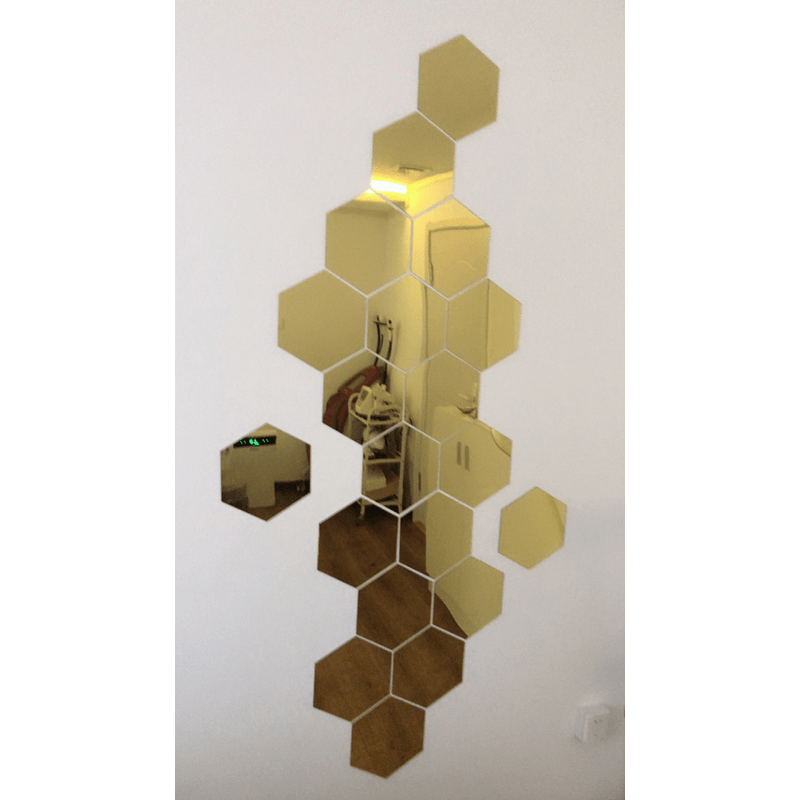 Casa si Gradina - Decoratiuni - Oglinzi - Set Oglinzi Design Hexagon - Oglinzi Decorative Acrilice GOLD MyStyle Luxury Home 10 bucati/set 12-14 cm - Infinity.ro