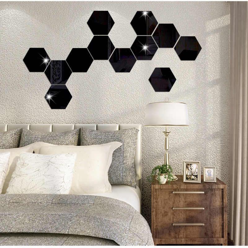 Casa si Gradina - Decoratiuni - Oglinzi - Set Oglinzi Decorative Hexagon XL Black MyStyle Luxury Home 12 bucati - Infinity.ro