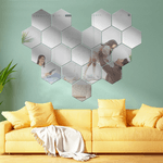 Casa si Gradina - Decoratiuni - Oglinzi - Set 6 Oglinzi Acrilice Decorative Hexagonale, Model L, 12x11x6.5cm, Autoadezive - Infinity.ro