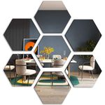 Casa si Gradina - Decoratiuni - Oglinzi - Set 8 Oglinzi Acrilice Autoadezive, Model Hexagon,12.5x11x6.4 cm, Silver - Infinity.ro