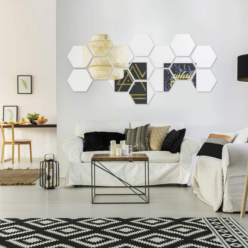 Casa si Gradina - Decoratiuni - Oglinzi - Set 15 Oglinzi Acrilice Autoadezive Luxer, Model Hexagon,18.5x16x9.3 cm, Silver - Infinity.ro