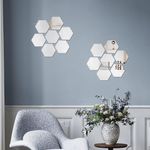 Casa si Gradina - Decoratiuni - Oglinzi - Set 15 Oglinzi Acrilice Autoadezive Luxer, Model Hexagon,18.5x16x9.3 cm, Silver - Infinity.ro