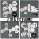 Casa si Gradina - Decoratiuni - Oglinzi - Set 8 Oglinzi Acrilice Autoadezive, Model Hexagon,12.5x11x6.4 cm, Silver - Infinity.ro