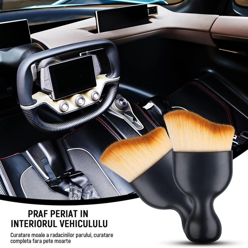 Auto si Moto - Intretinere auto - Produse curatare auto - Set 4 perii curatare auto, pentru detailing si curatare interior-exterior auto, Negru - Infinity.ro