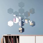 Casa si Gradina - Decoratiuni - Oglinzi - Set 15 Oglinzi Acrilice Autoadezive Luxer, Model Hexagon,18.5x16x9.3 cm, Silver - Infinity.ro