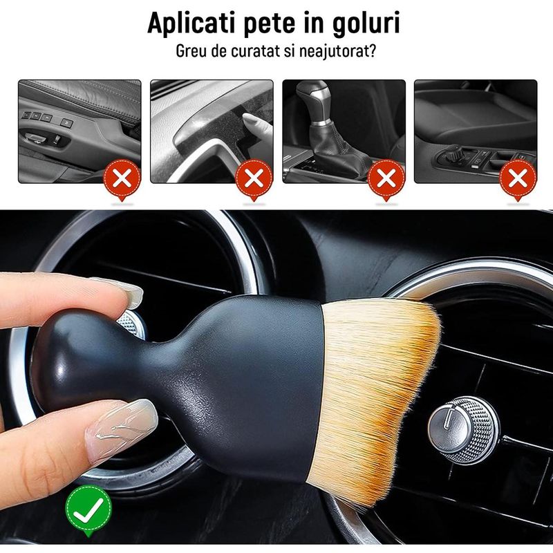 Auto si Moto - Intretinere auto - Produse curatare auto - Set 4 perii curatare auto, pentru detailing si curatare interior-exterior auto, Negru - Infinity.ro