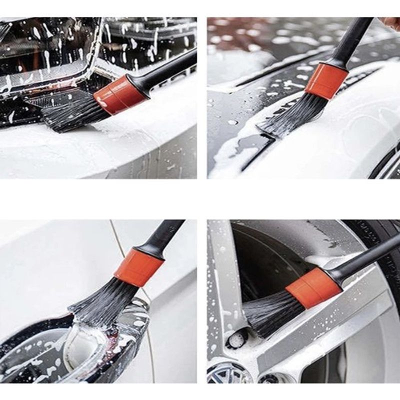 Auto si Moto - Intretinere auto - Produse curatare auto - Set 5 pensule detailing auto, pentru curatare interior-exterior auto, include laveta din microfibra, - Infinity.ro