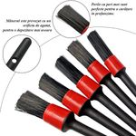 Auto si Moto - Intretinere auto - Produse curatare auto - Set 5 pensule detailing auto, pentru curatare interior-exterior masina, poliester, negru-rosu - Infinity.ro