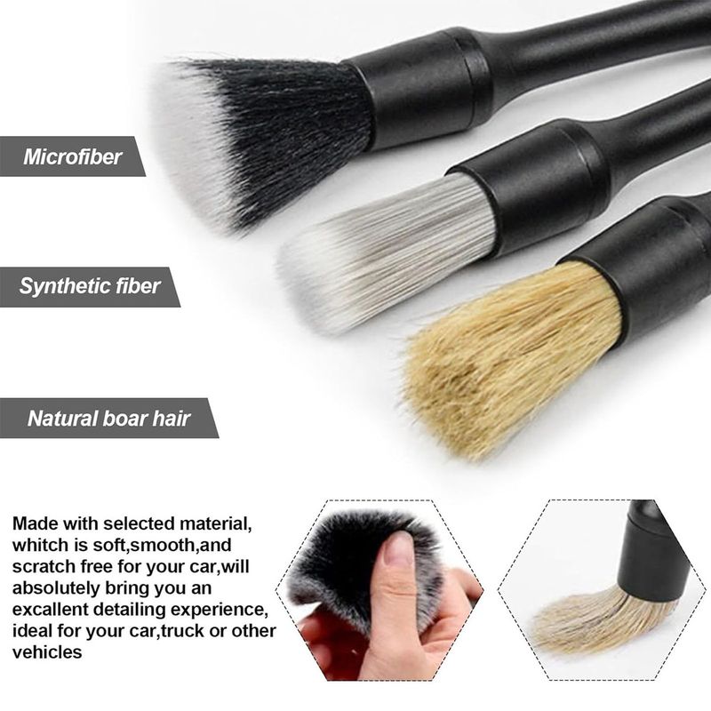 Auto si Moto - Intretinere auto - Produse curatare auto - Set perii, 5 piese, Design ergonomic, Rezistent la uzura, Pentru detailing si curatare - Infinity.ro