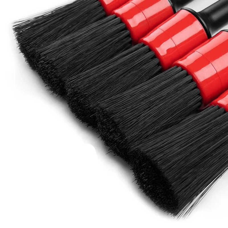 Auto si Moto - Intretinere auto - Produse curatare auto - Set 5 pensule pentru Detailing si curatare interior-exterior auto, dimensiuni diferite, Negru-Rosu - Infinity.ro