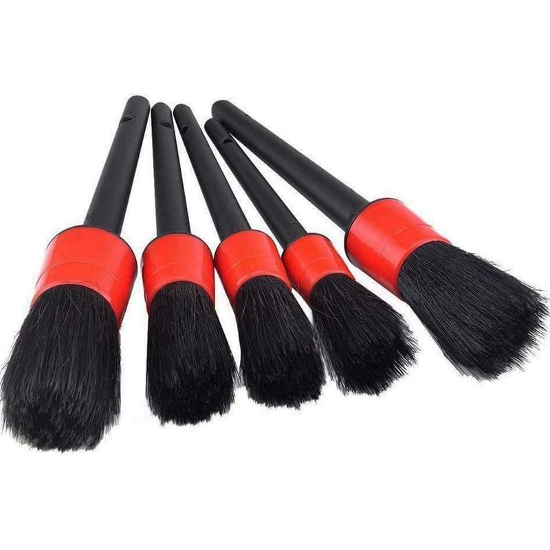 Auto si Moto - Intretinere auto - Produse curatare auto - Set 5 pensule din par natural, pentru detailing auto interior, exterior, jante si spatii greu accesibile, - Infinity.ro