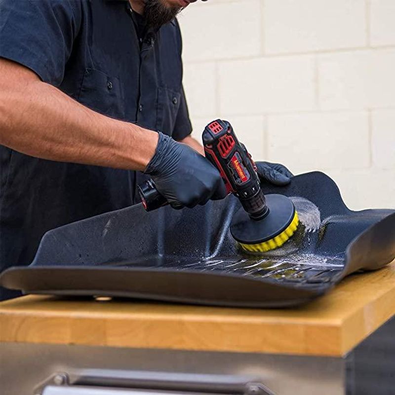 Auto si Moto - Intretinere auto - Produse curatare auto - Set 3 perii curatare cu adaptor pentru bormasina/autofiletanta, Galben/Negru - Infinity.ro