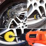 Auto si Moto - Intretinere auto - Produse curatare auto - Set 3 perii curatare cu adaptor pentru bormasina/autofiletanta, Galben/Negru - Infinity.ro