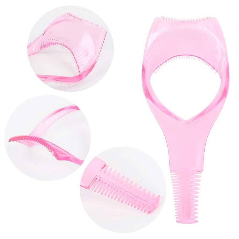 Ingrijire personala si Cosmetice - Machiaj - Accesorii machiaj - Instrument 3 in 1, Pentru Rimel Ochi Inferior si Superior si Perie, Roz - Infinity.ro