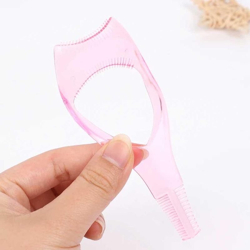 Ingrijire personala si Cosmetice - Machiaj - Accesorii machiaj - Instrument 3 in 1, Pentru Rimel Ochi Inferior si Superior si Perie, Roz - Infinity.ro