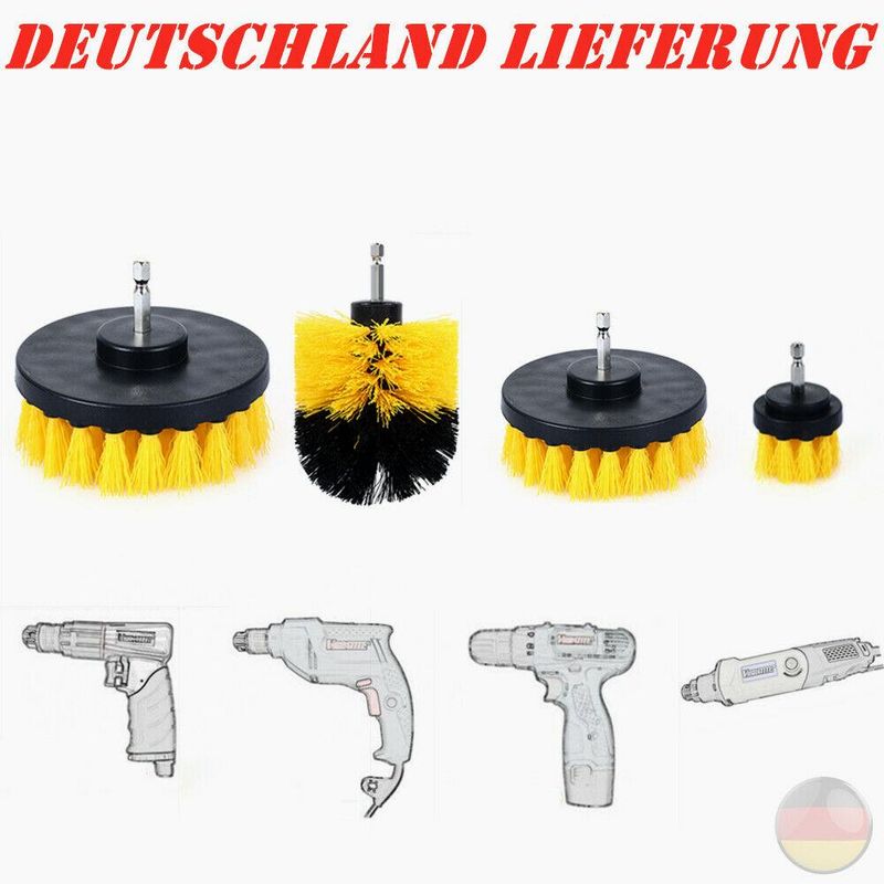 Auto si Moto - Intretinere auto - Produse curatare auto - Set 4 perii curatare pentru bormasina OEM, Negru/ Galben - Infinity.ro