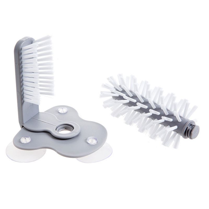 Market - Curatenie si intretinere casa - Produse bucatarie - Lavete si bureti - Perie dubla pentru spalare pahare si recipiente, interior/exterior, fixare cu ventuza, 18cm - Infinity.ro