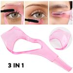 Ingrijire personala si Cosmetice - Machiaj - Accesorii machiaj - Instrument 3 in 1, Pentru Rimel Ochi Inferior si Superior si Perie, Roz - Infinity.ro