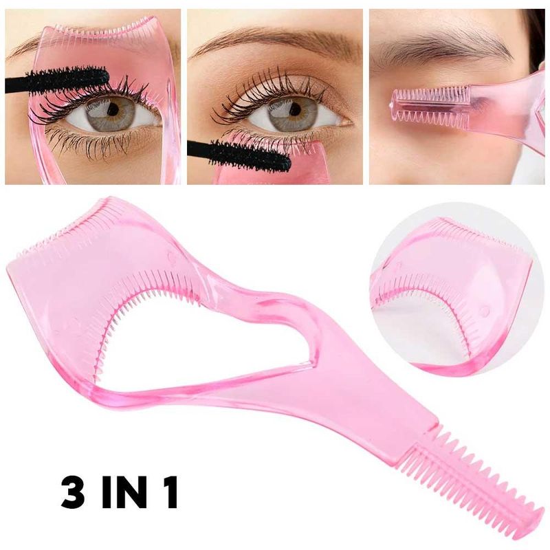 Ingrijire personala si Cosmetice - Machiaj - Accesorii machiaj - Instrument 3 in 1, Pentru Rimel Ochi Inferior si Superior si Perie, Roz - Infinity.ro