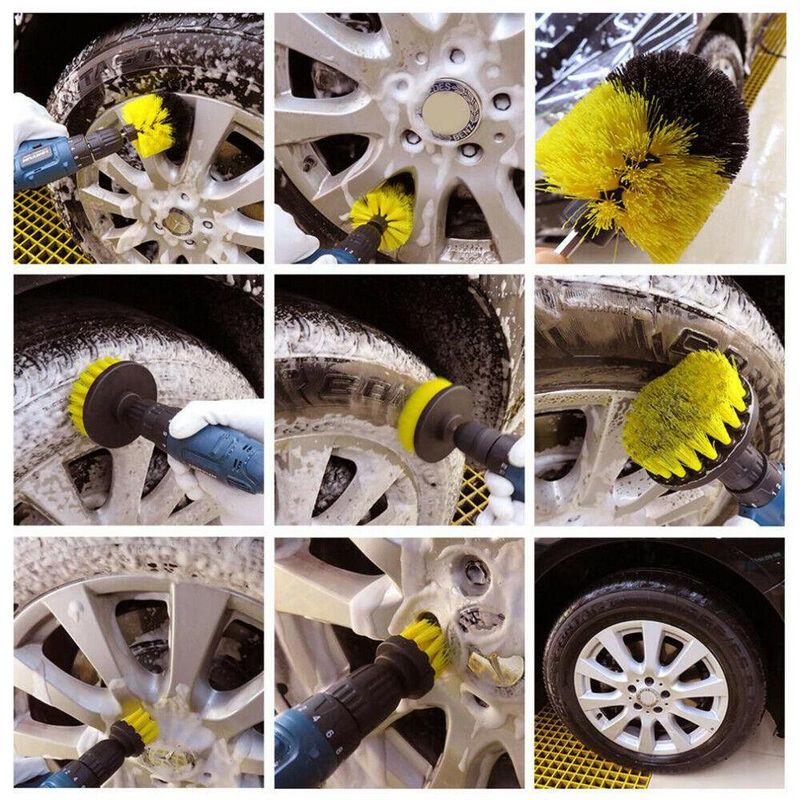 Auto si Moto - Intretinere auto - Produse curatare auto - Set 4 perii curatare pentru bormasina OEM, Negru/ Galben - Infinity.ro