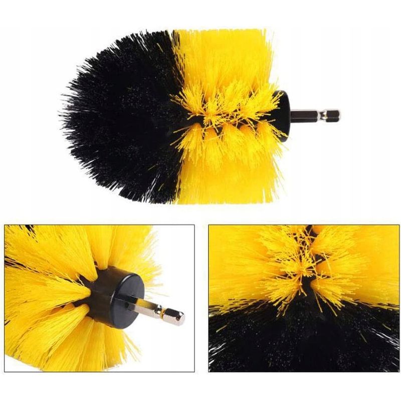 Auto si Moto - Intretinere auto - Produse curatare auto - Set 3 perii curatare auto, Fibre de nailon, 5/8.8/10cm, Negru/Galben - Infinity.ro