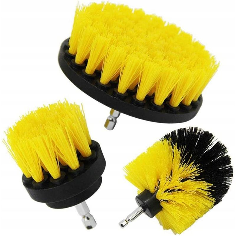 Auto si Moto - Intretinere auto - Produse curatare auto - Set 3 perii curatare auto, Fibre de nailon, 5/8.8/10cm, Negru/Galben - Infinity.ro