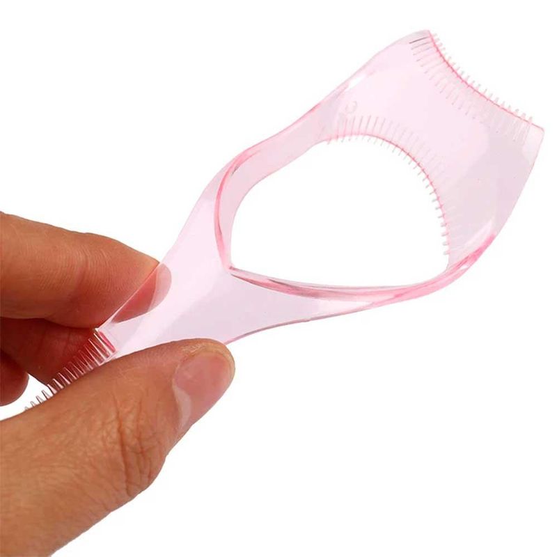 Ingrijire personala si Cosmetice - Machiaj - Accesorii machiaj - Instrument 3 in 1, Pentru Rimel Ochi Inferior si Superior si Perie, Roz - Infinity.ro