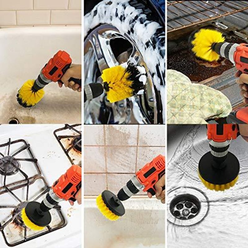 Auto si Moto - Intretinere auto - Produse curatare auto - Set 3 perii pentru mocheta & uz caznic/profesional detailing carpet brush cu adaptor pentru bormasina - Infinity.ro