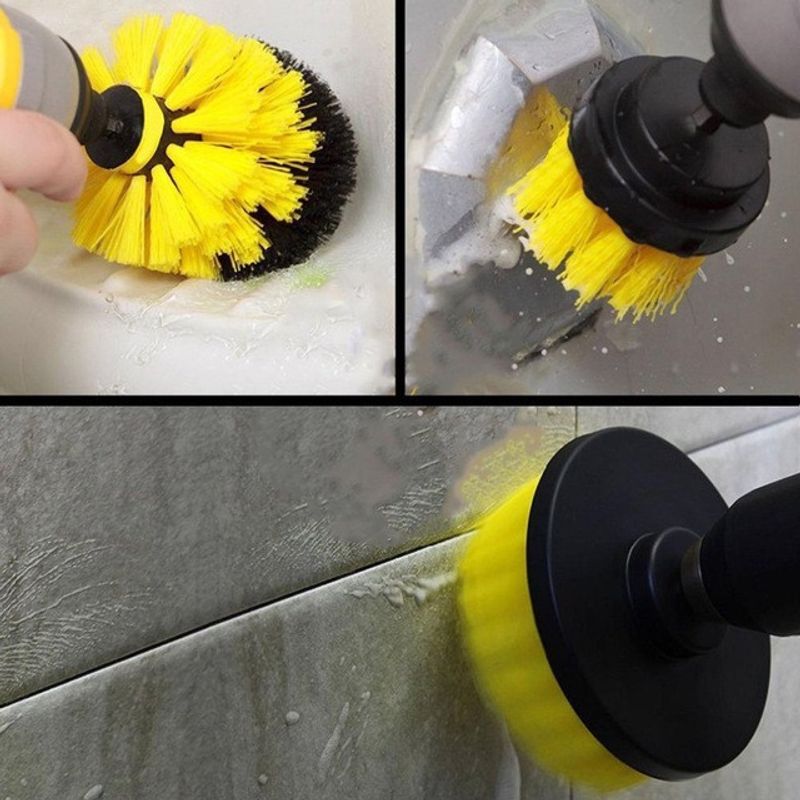 Auto si Moto - Intretinere auto - Produse curatare auto - Set 3 perii pentru mocheta & uz caznic/profesional detailing carpet brush cu adaptor pentru bormasina - Infinity.ro