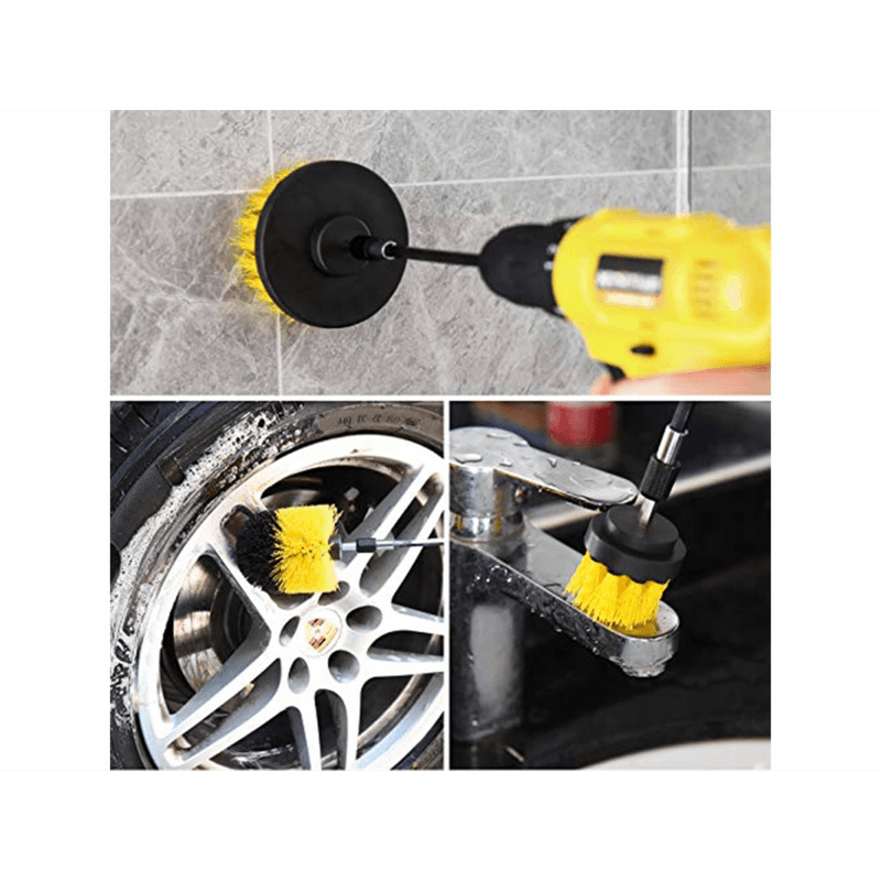 Auto si Moto - Intretinere auto - Produse curatare auto - Set 3 perii de curatare pentru bormasina, Galben - Infinity.ro