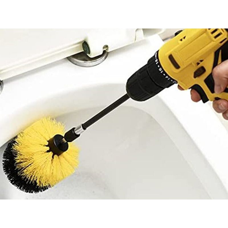 Auto si Moto - Intretinere auto - Produse curatare auto - Set 3 perii pentru curatare, universale, cu adaptor pentru bormasina, galbene - Infinity.ro