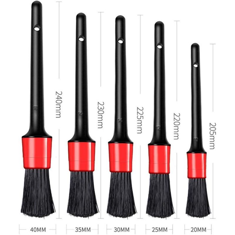 Auto si Moto - Intretinere auto - Produse curatare auto - Set de 5 perii de cosmetica auto, Negru/Rosu - Infinity.ro