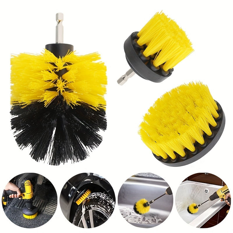 Auto si Moto - Intretinere auto - Produse curatare auto - Set 3 perii curatare, Plastic, Galben/Negru - Infinity.ro